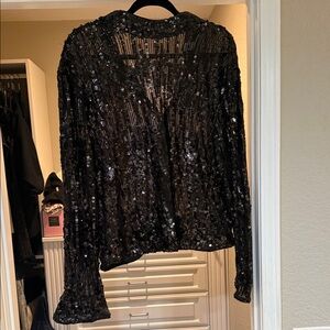 H&M Black Sequin Blouse